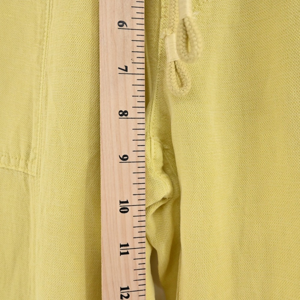 Nicole Miller Womens Yellow Cargo Pants Size XS Linen Blend Crop Cinch Hem - Picture 4 of 11